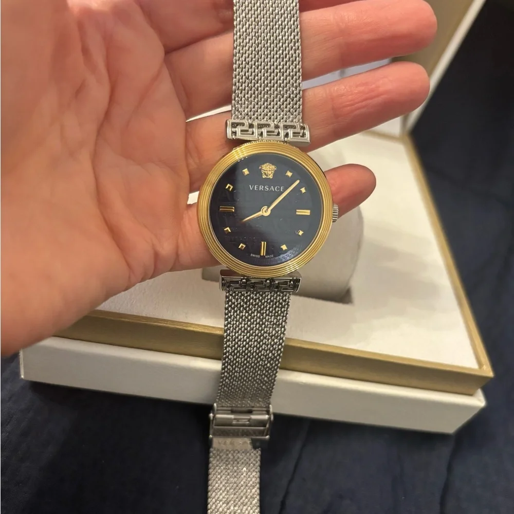 Versace women’s Gold and Silver Mesh Watch new with box